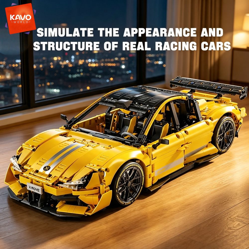 Yellow Desk Setup - KAVOWORLD 2143 peças Carro de Corrida