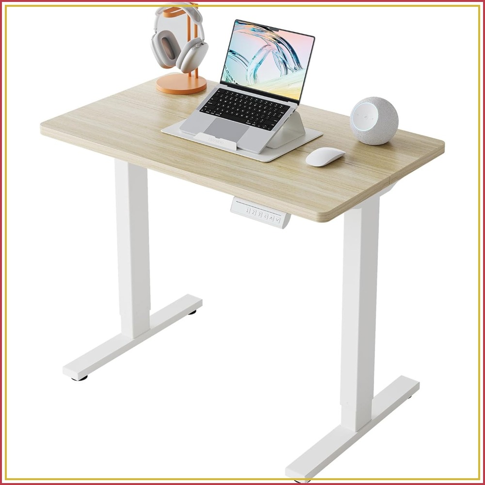 L Shaped Desk Setup - Mesa Elétrica Pequena Ajustável em Altura,