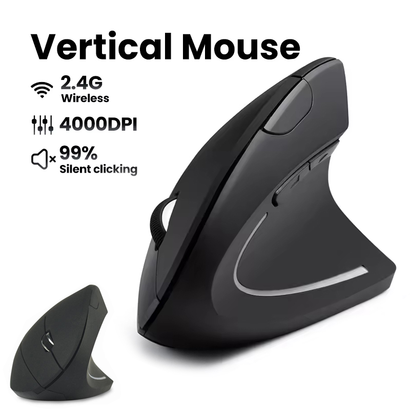 Desk Setup Gaming And Work - Mouse Ergonômico Sem Fio 1600 DPI