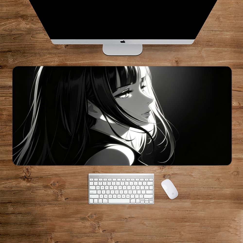Desk Setup Gaming And Work - Mouse Pad Grande de Anime Escura