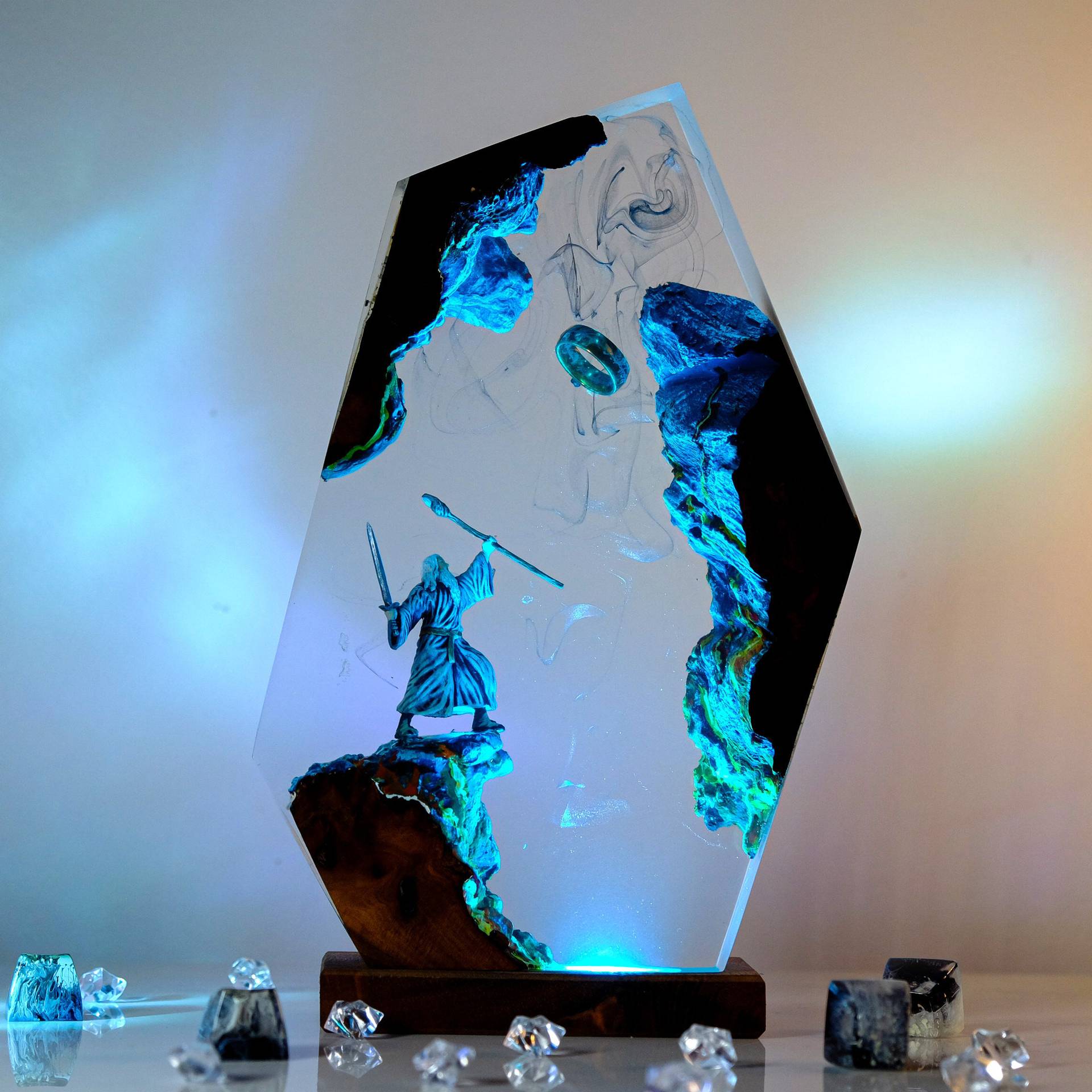 Desk Setup Lighting - Luminária de Resina com Figura de