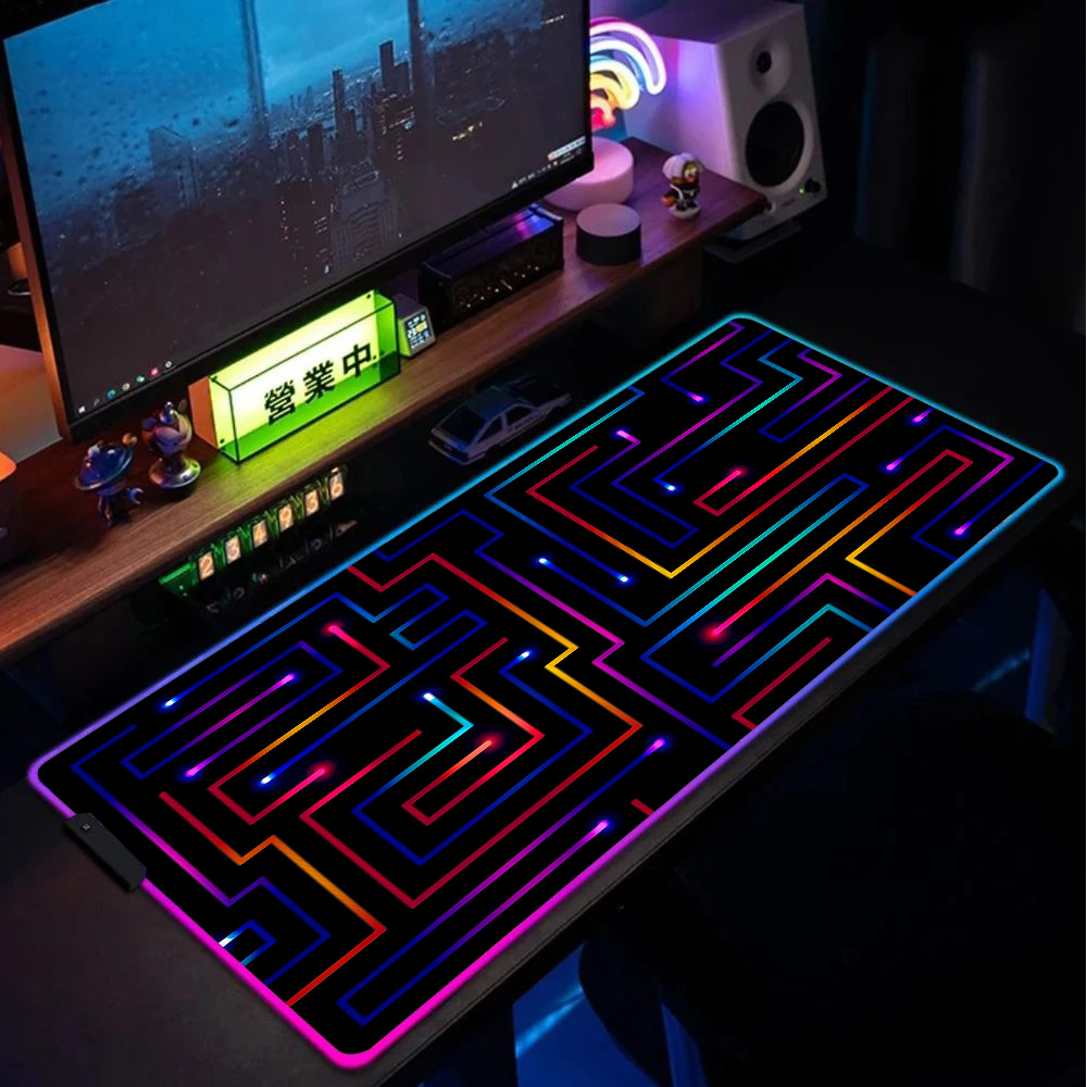Desk Setup For Gaming - Mouse Pad XXL 900x400 Neon Circuit