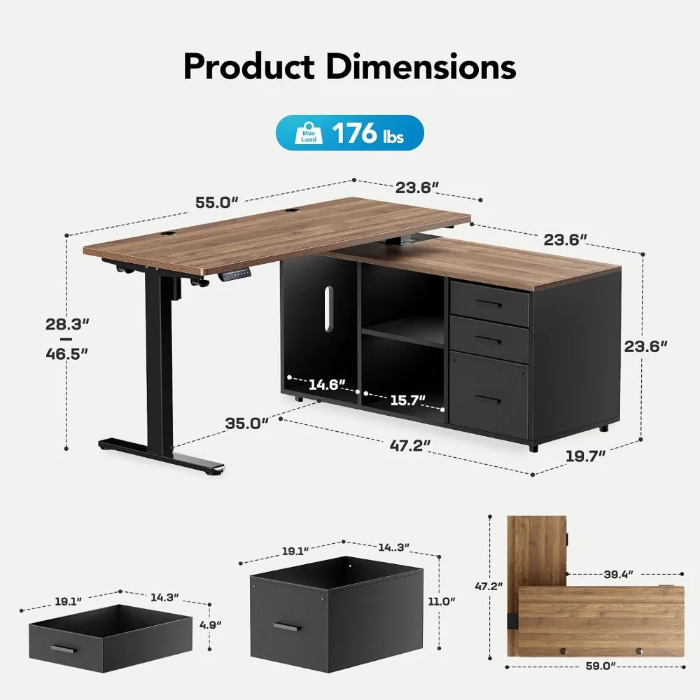 Mesa de Escritório em L HUANUO - L Shaped Desk Setup avaliação e preço