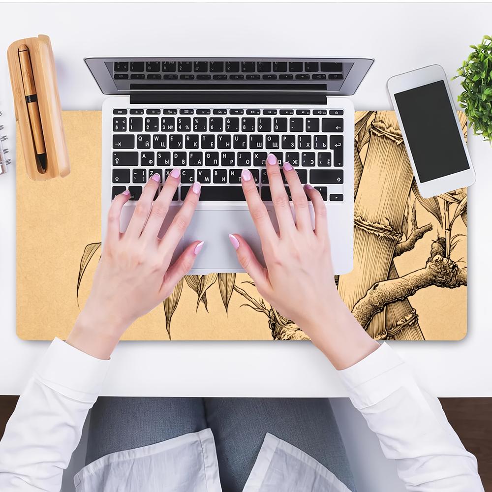 Mouse Pad de Bambu HYBXAXC com - Desk Setup Beige avaliação e preço