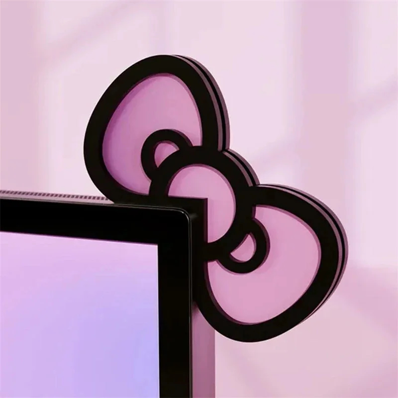 Kawaii rosa acrílico arco moni - Desk Setup Wood avaliação e preço