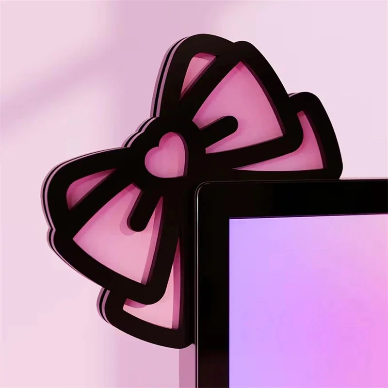 Kawaii rosa acrílico arco moni - Desk Setup Wood avaliação e preço