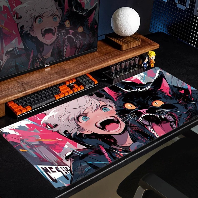 Mouse Pad Gamer Anime Gato Pre - Yellow Desk Setup avaliação e preço