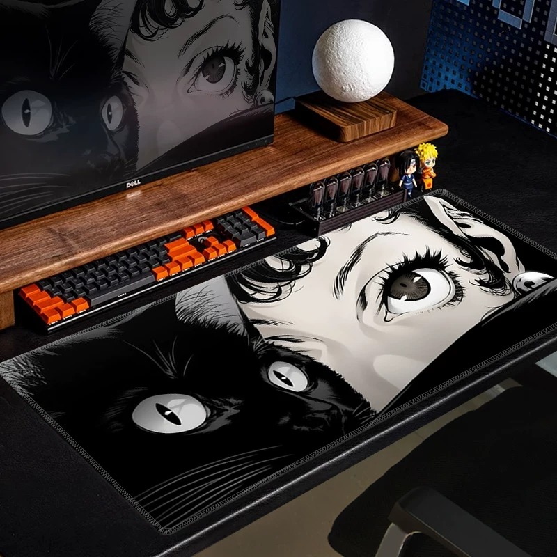 Mouse Pad Gamer Anime Gato Pre - Yellow Desk Setup avaliação e preço