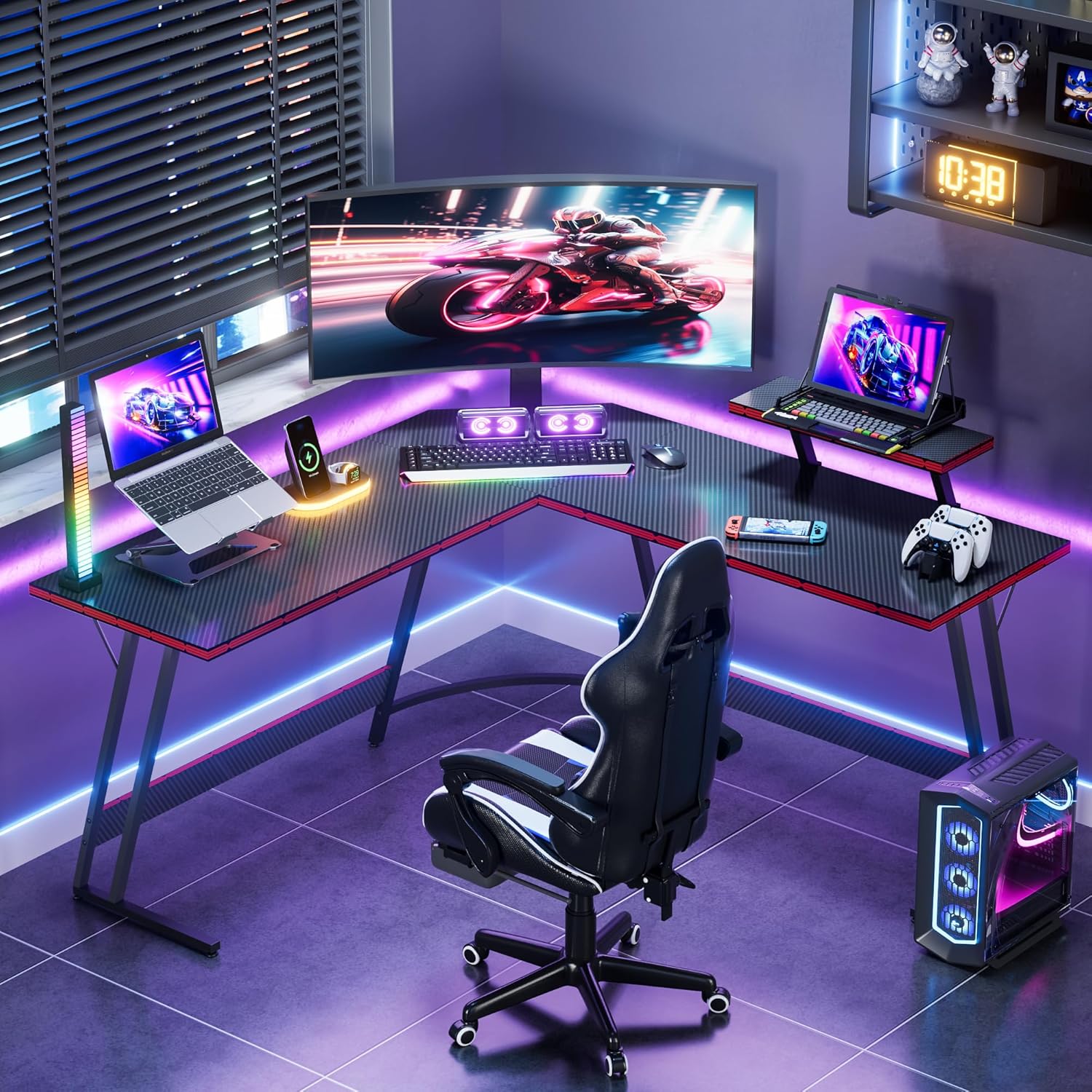 Mesa de Jogos em L Ajustável c - L Shaped Desk Setup avaliação e preço